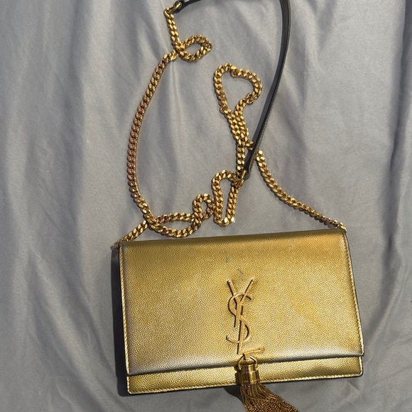 Yves Saint Laurent Metallic Gold Clutch with Tassel - Picture 3 of 8